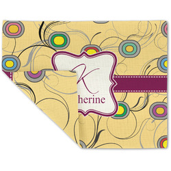 Ovals & Swirls Double-Sided Linen Placemat - Single w/ Name and Initial