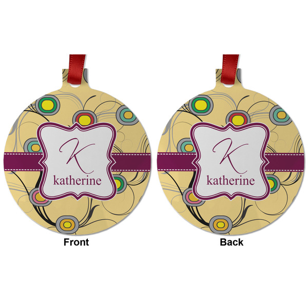 Ovals & Swirls Metal Ball Ornament - Front and Back