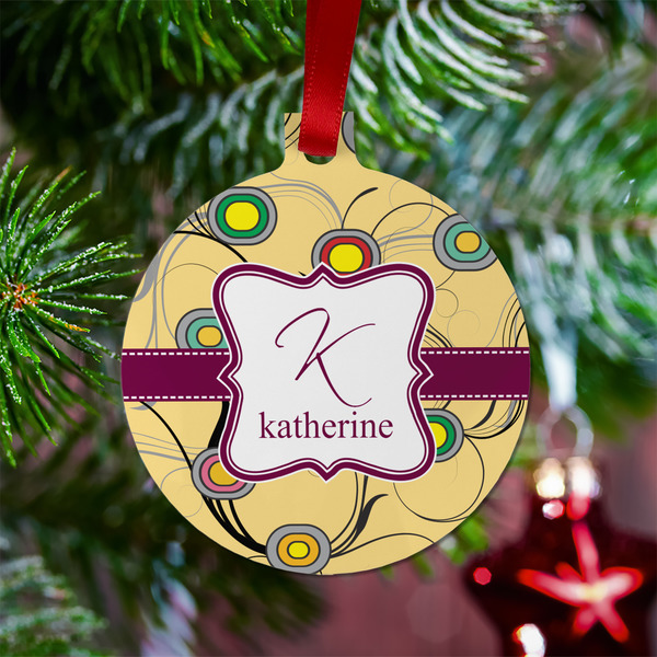 Ovals & Swirls Metal Ball Ornament - Lifestyle