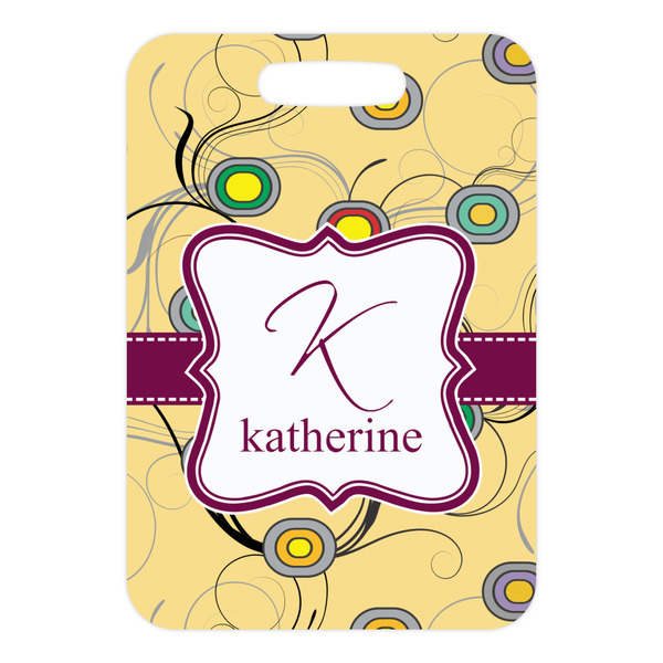 Ovals & Swirls Metal Luggage Tag - Front Without Strap