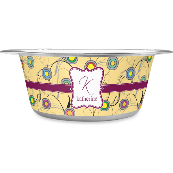 Custom Ovals & Swirls Stainless Steel Dog Bowl - Small (Personalized)