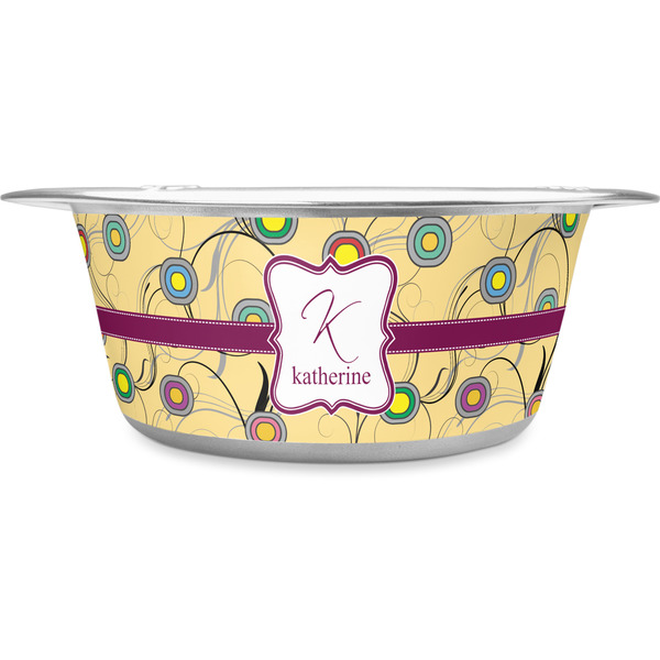Custom Ovals & Swirls Stainless Steel Dog Bowl - Large (Personalized)