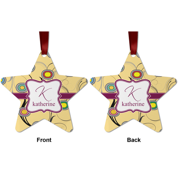 Ovals & Swirls Metal Star Ornament - Front and Back