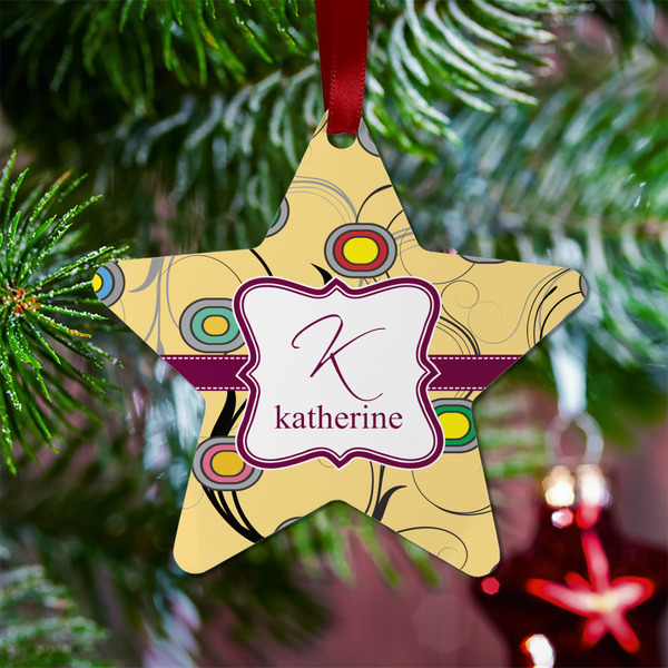 Ovals & Swirls Metal Star Ornament - Lifestyle
