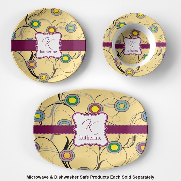 Ovals & Swirls Microwave & Dishwasher Safe CP Plastic Dishware - Group