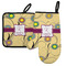 Ovals & Swirls Left Oven Mitt & Pot Holder Set w/ Name and Initial