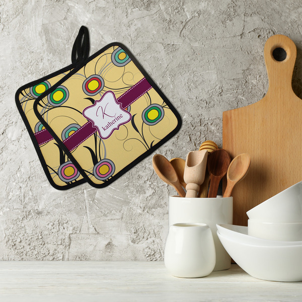 Ovals & Swirls Neoprene Pot Holder - Set of 2  LIFESTYLE