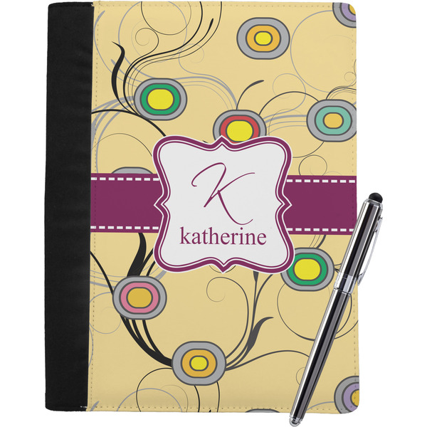 Custom Ovals & Swirls Notebook Padfolio - Large w/ Name and Initial