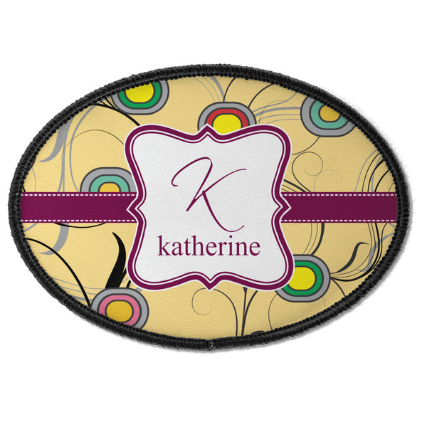 Custom Ovals & Swirls Iron On Oval Patch w/ Name and Initial