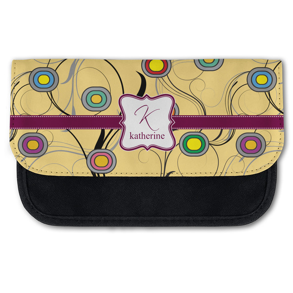 Custom Ovals & Swirls Canvas Pencil Case w/ Name and Initial