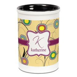 Ovals & Swirls Ceramic Pencil Holders - Black