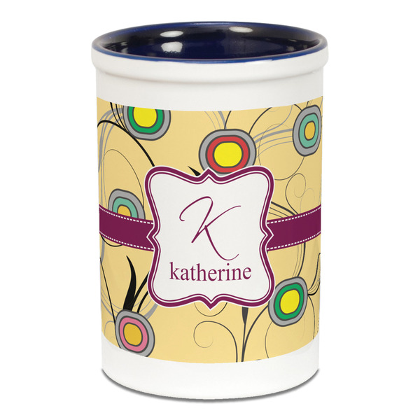 Ovals & Swirls Pencil Holder - Blue