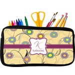 Ovals & Swirls Neoprene Pencil Case - Small w/ Name and Initial