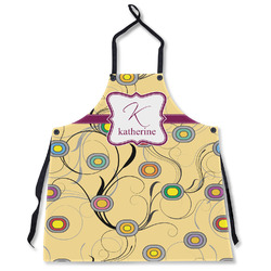 Ovals & Swirls Apron Without Pockets w/ Name and Initial