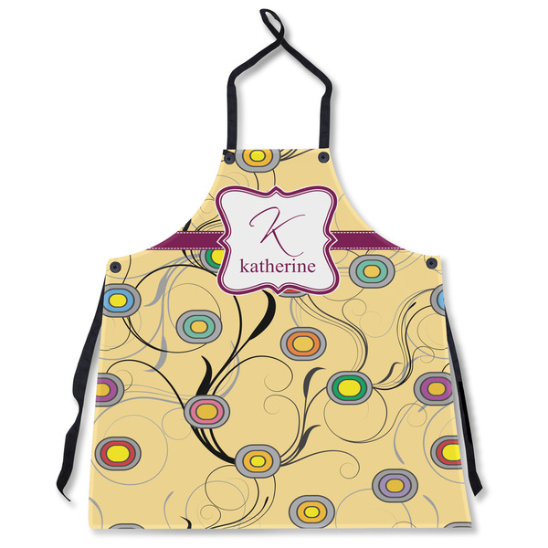 Custom Ovals & Swirls Apron Without Pockets w/ Name and Initial