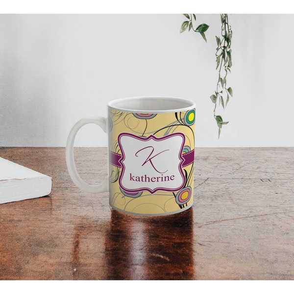 Ovals & Swirls Personalized Coffee Mug - Lifestyle
