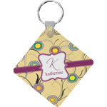 Ovals & Swirls Diamond Plastic Keychain w/ Name and Initial
