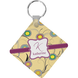 Ovals & Swirls Diamond Plastic Keychain w/ Name and Initial