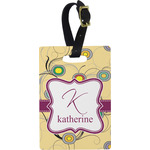 Ovals & Swirls Plastic Luggage Tag - Rectangular w/ Name and Initial