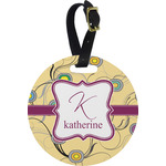 Ovals & Swirls Plastic Luggage Tag - Round (Personalized)