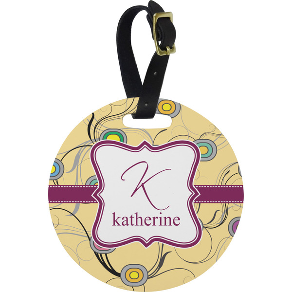 Custom Ovals & Swirls Plastic Luggage Tag - Round (Personalized)