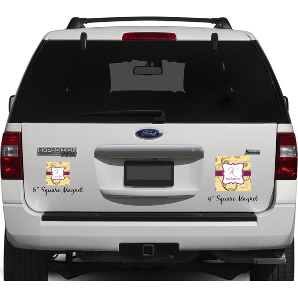 Ovals & Swirls Personalized Square Car Magnets on Ford Explorer