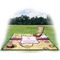 Ovals & Swirls Picnic Blanket - with Basket Hat and Book - in Use