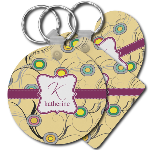 Custom Ovals & Swirls Plastic Keychain (Personalized)