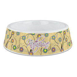 Ovals & Swirls Plastic Dog Bowl - Large (Personalized)