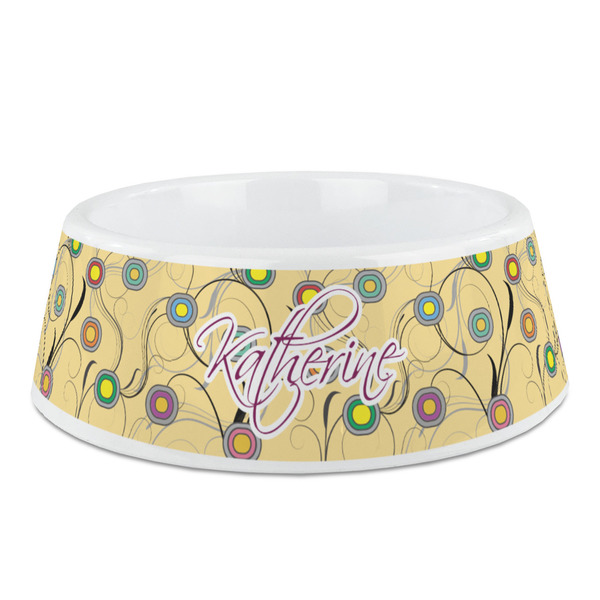 Custom Ovals & Swirls Plastic Dog Bowl - Medium (Personalized)