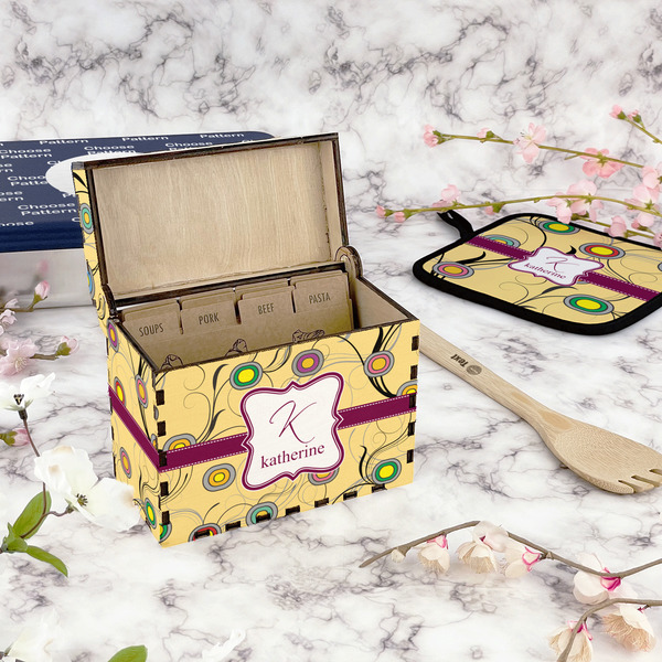 Ovals & Swirls Recipe Box - Full Color - In Context