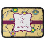 Ovals & Swirls Iron On Rectangle Patch w/ Name and Initial