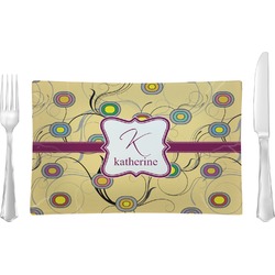 Ovals & Swirls Glass Rectangular Lunch / Dinner Plate w/ Name and Initial