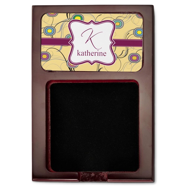 Ovals & Swirls Red Mahogany Sticky Note Holder - Flat