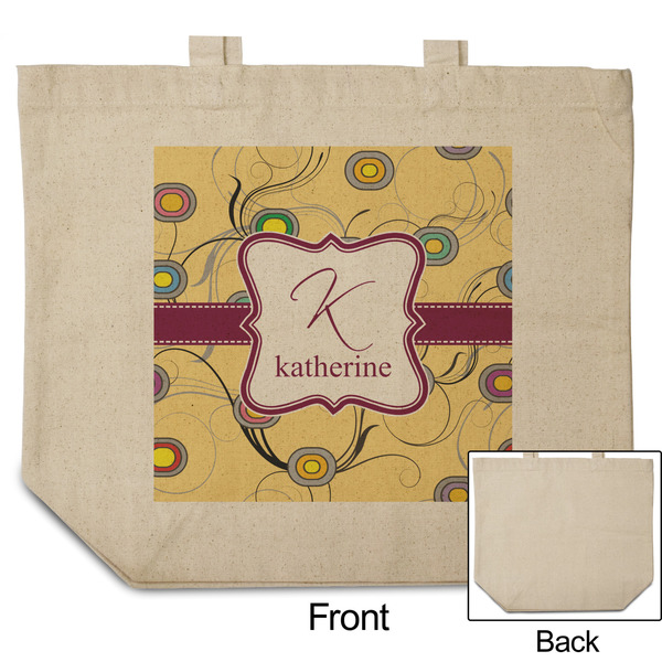 Ovals & Swirls Reusable Cotton Grocery Bag - Front & Back View
