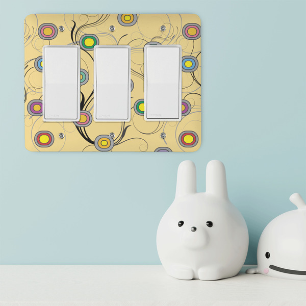 Ovals & Swirls Rocker Light Switch Covers - Triple - IN CONTEXT