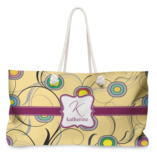 Custom Ovals & Swirls Large Tote Bag with Rope Handles (Personalized)