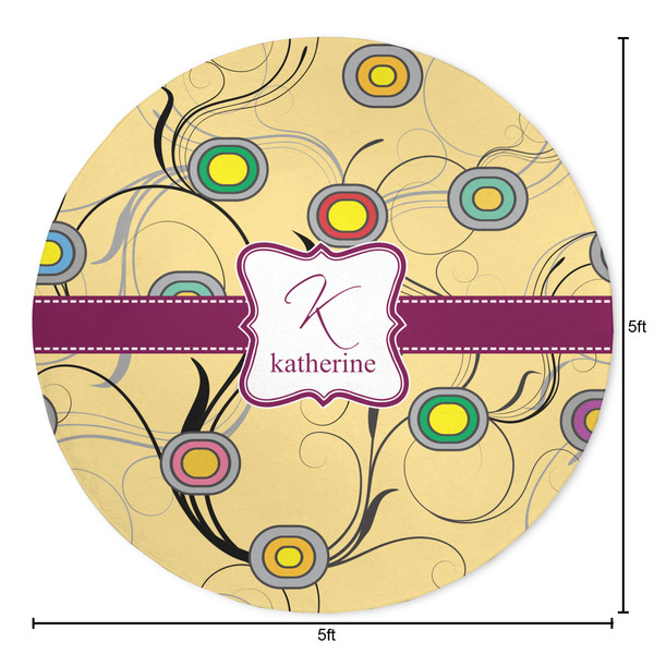 Ovals & Swirls Round Area Rug - Size