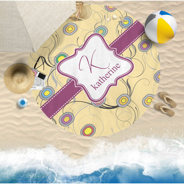 Ovals & Swirls Round Beach Towel Lifestyle
