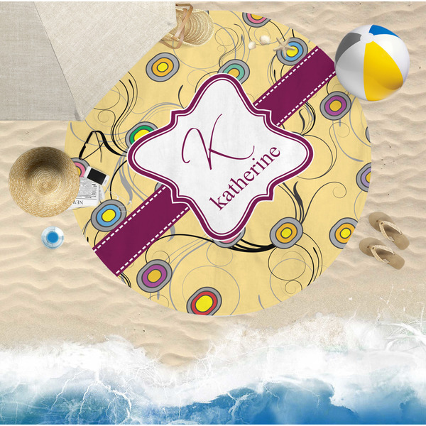 Ovals & Swirls Round Beach Towel Lifestyle