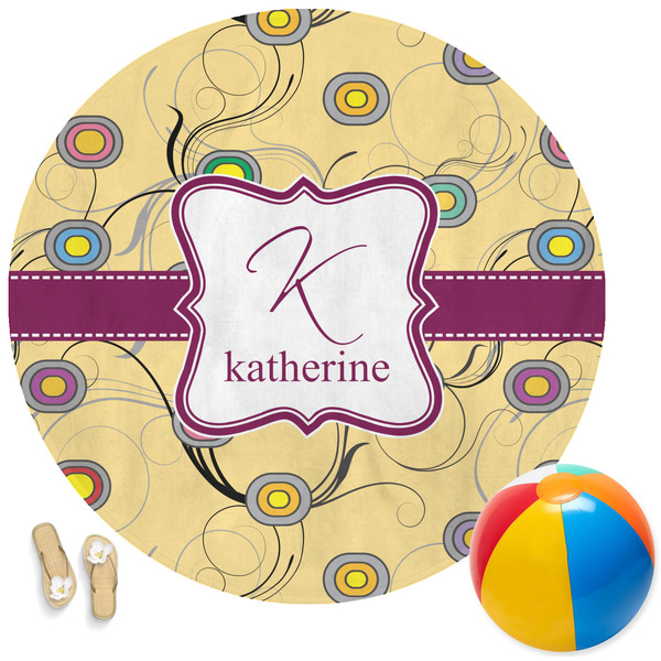 Custom Ovals & Swirls Round Beach Towel (Personalized)