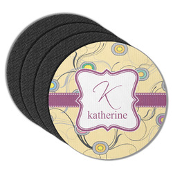 Ovals & Swirls Round Rubber Backed Coasters - Set of 4 (Personalized)