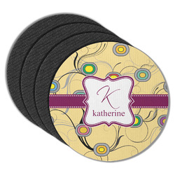 Ovals & Swirls Round Rubber Backed Coasters - Set of 4 (Personalized)