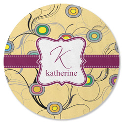 Ovals & Swirls Round Rubber Backed Coaster (Personalized)