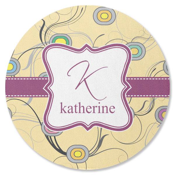 Custom Ovals & Swirls Round Rubber Backed Coaster (Personalized)