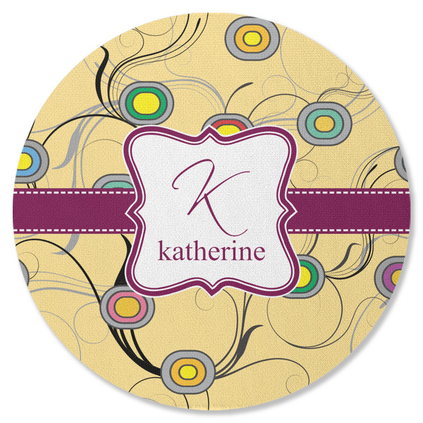 Custom Ovals & Swirls Round Rubber Backed Coaster (Personalized)