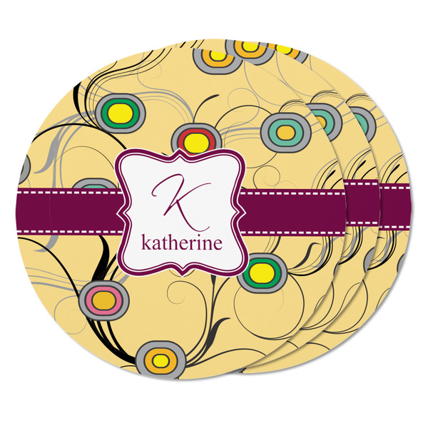 Ovals & Swirls Round Fridge Magnet - THREE