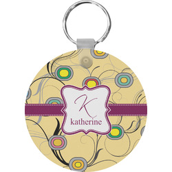 Ovals & Swirls Round Plastic Keychain (Personalized)