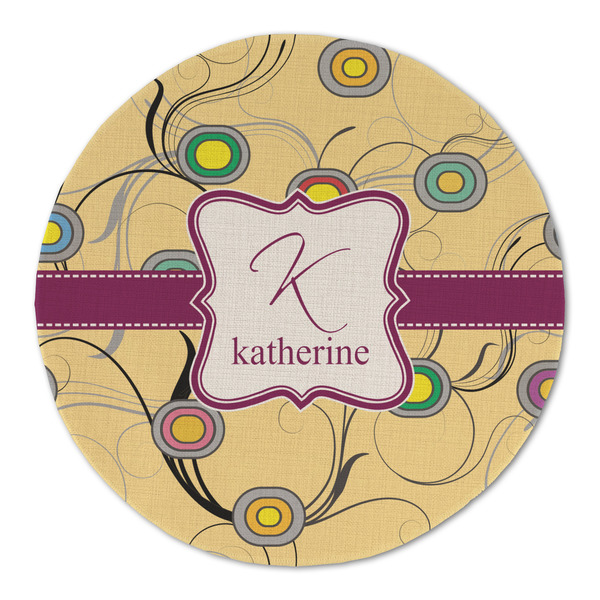 Custom Ovals & Swirls Round Linen Placemat - Single Sided (Personalized)