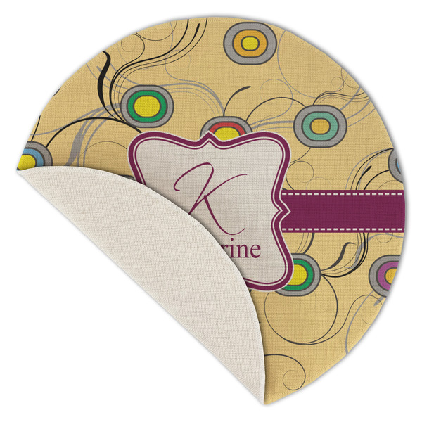 Ovals & Swirls Round Linen Placemats - Front (folded corner single sided)